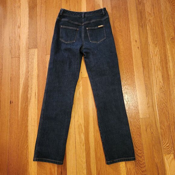 St. John Yellow Label Hi-Rise Dark Denim Straight Leg Jeans, Classic Luxury Sz 0 - Picture 3 of 10